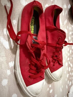 Converse Red Canvas Low-Top Lace-Up Sneakers